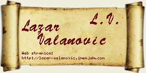 Lazar Valanović vizit kartica